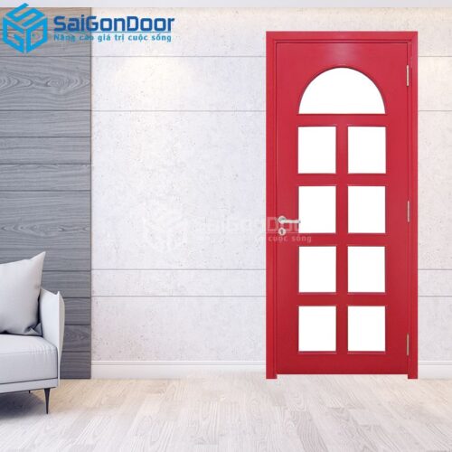 Cửa Gỗ MDF Veneer P1G9 hong-MDFV-SGD
