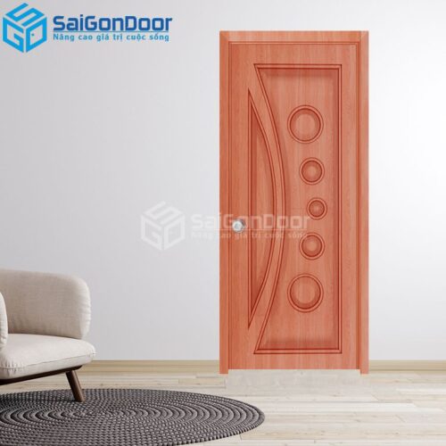 Cửa Gỗ Công Nghiệp SGD 1K Xoan Đào 2-HDFV-SGD